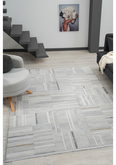 By Özer Halı Gri Sarı Renk Modern Stil Koza Halı Helsinki A0929f Salon Halısı Çok Renkli