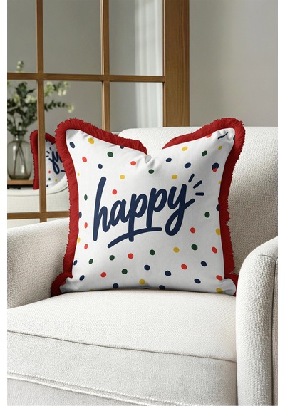 Happy Puantiyeli Konfeti Saçaklı Yastık Kılıfı - Neşeli Çocuk Odası Kırmızı Püsküllü Kırlent Kılıfı Serin Esinti Nova Happy Puantiyeli Konfeti Saçaklı Yastık Kılıfı - Neşeli Çocuk Odası Kırmızı Püsküllü Kırlent Kılıfı Serin Esinti Nova