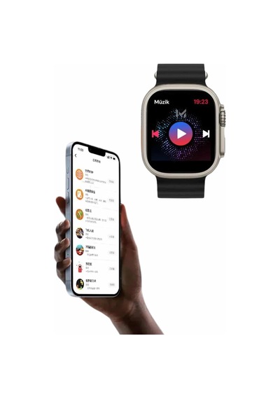 49mm Akıllı Saat Amoled Ekranlı Kadın Erkek Kol Saati Plastik Kordon