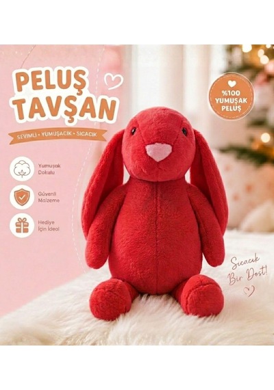 Uyku Arkadaşım Uzun Kulak Bunny Peluş Tavşan 65 Cm Nar Çiçeği Genel