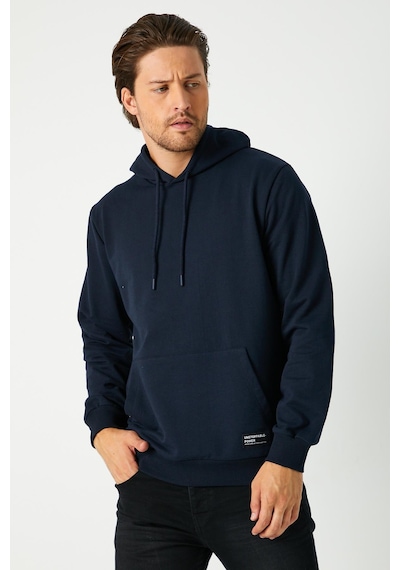 Lacivert Erkek Kapüşonlu Kanguru Cepli Sweatshirt Lacivert