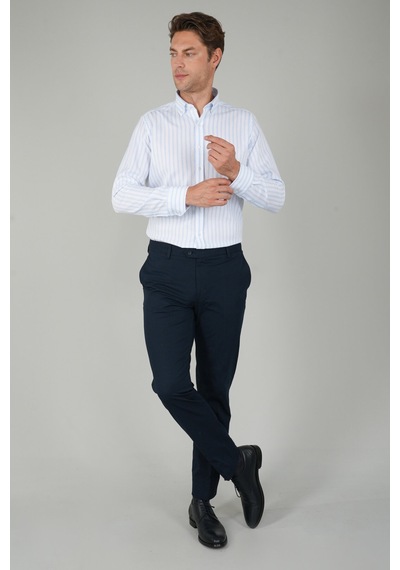 Bisse Uzun Kollu Regular Fit Çizgili Erkek Mavi Gömlek Gmczg252130 C35 Mavi