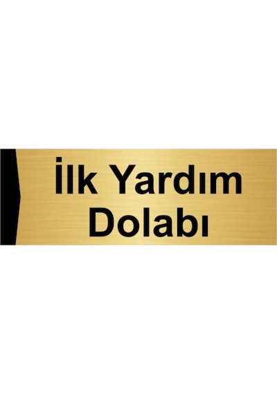 Ilk Yardım Dolabı 7x20cm Altın Renk Metal Yönlendirme Levhası