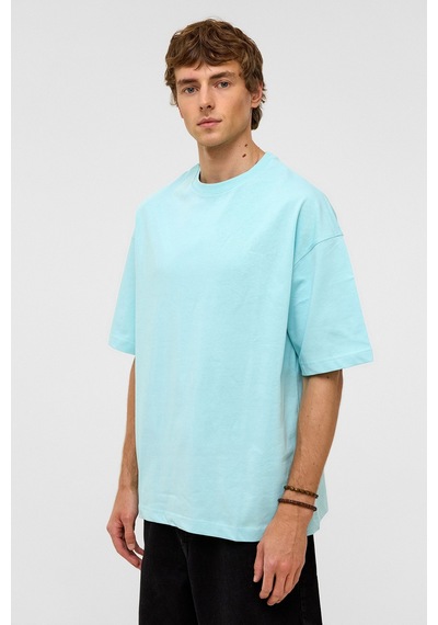 Vamos Basic Oversize Bisiklet Yaka Tişört Bebe Mavi