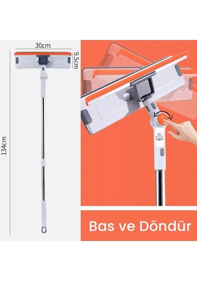Teleskopik Çift Taraflı Pratik Yüksek Kaliteli Cam Silme Aparatı