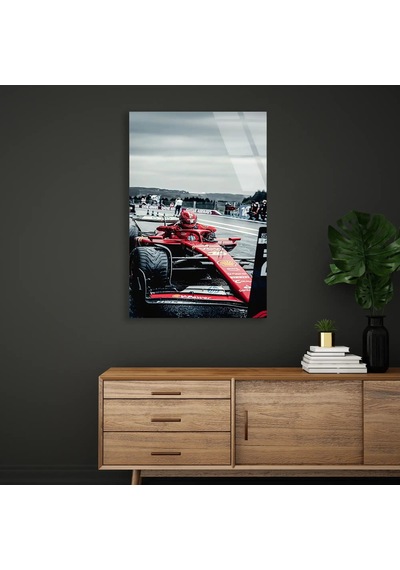 Ferrari Pit Yolu F1 Cam Tablo Formula 1 Duvar Dekoru 70x110 Cm
