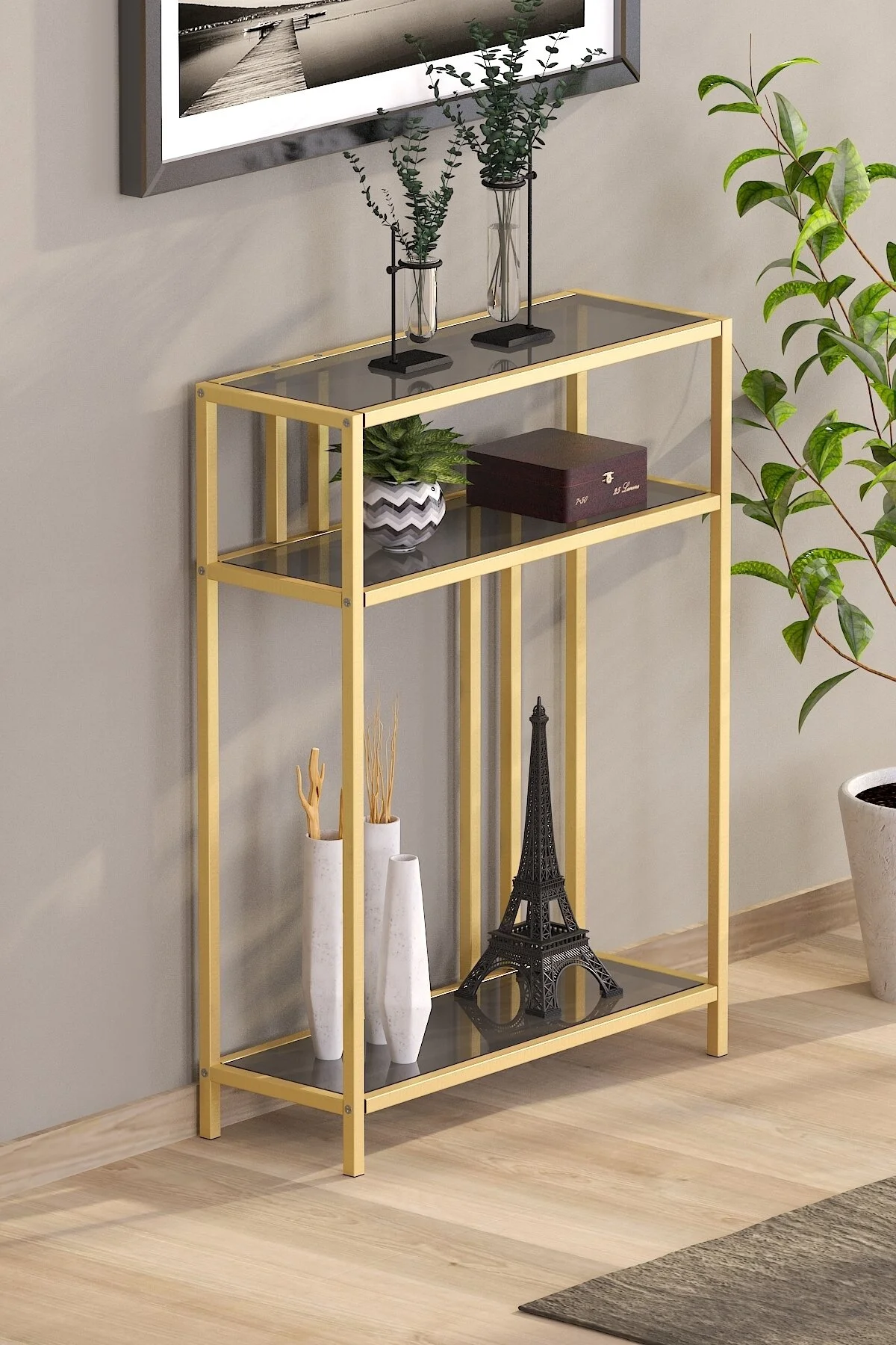 Devin Dekor Temperr Camlı Dresuar Konsol Komodinn Gold-füme Devin Dekor Temperr Camlı Dresuar Konsol Komodinn Gold-füme
