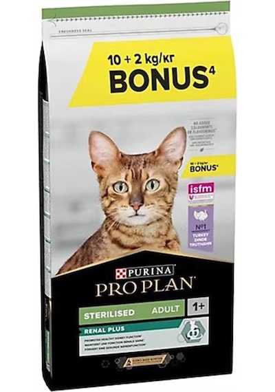Pro Plan Renal Plus Kısırlaştırılmış Hindi Etli Kedi Maması 12 Kg 10 + 2 Kg