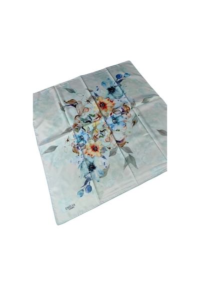 Mim Eşarp Emilya Rayon Çiçek Desenli Eşarp 90x90 Cm Açık Mint - Mavi