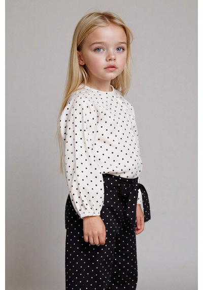Defacto Kız Bebek Puantiyeli Reglan Kol Poplin Uzun Kollu Gömlek G3654a525auer98 Ekru