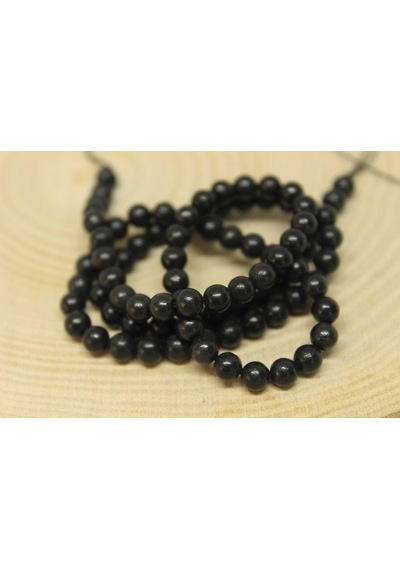 Shungite (Şungit) Taşı Yarım Dizi 4 MM 18 CM Gümüş