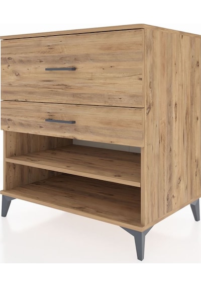 Kronos Şifonyer Tek Raflı 2 Çekmeceli 88x59x96 Çam-çam Çam
