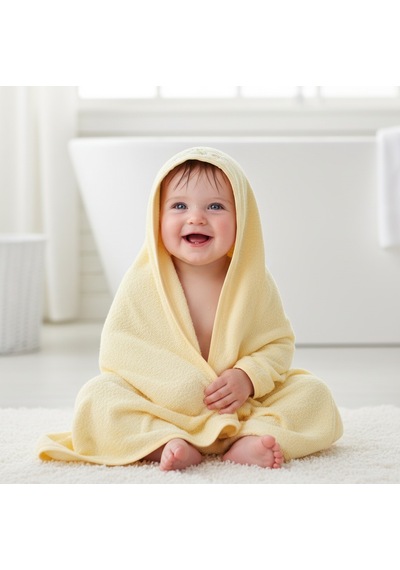 Unisex Yenidoğan Kapüşonlu Nakışlı Bebek Havlusu Standart