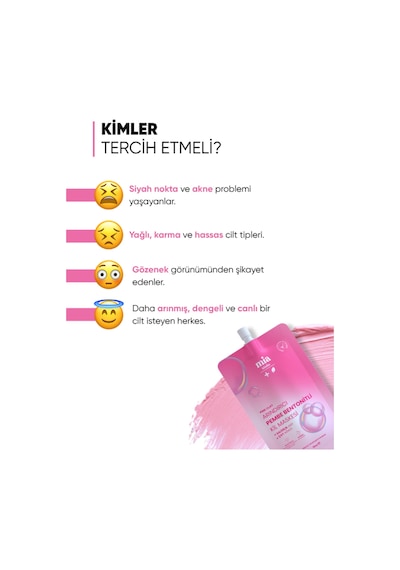 Mia Klinika Siyah Nokta Karşıtı ve Gözenek Sıkılaştırıcı Bentonitli Pembe Kil Maskesi 15 ML