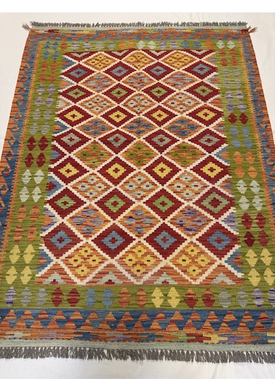 El Dokuma Afgan Kilim 100% Yün Kök Boya Harıka Desenlı Yeni Model Çok Renkli