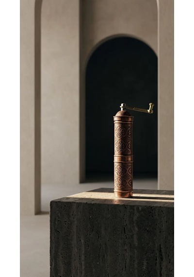 Aura Copper Nostaljik Manuel Kahve Karabiber Değirmeni 22 Cm Bakır Öğütücü - Altın - Gül