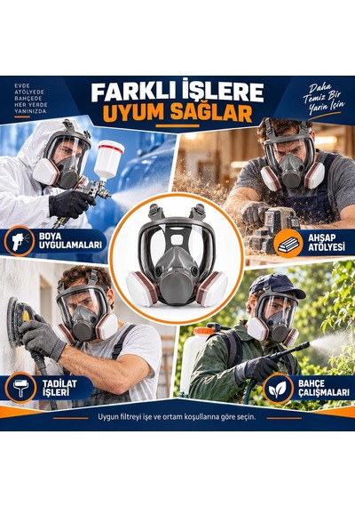 Valkyrie Profesyonel Tam Yüz Gaz Maskesi Çift Filtreli 20 Yedek Filtreli Ayarlanabilir Koruyucu Maske