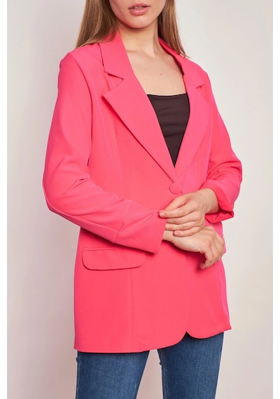 Yakalı Kolu Katlamalı Cep Kapaklı Salaş Boyfriend Oversize Hafif Likralı Kumaş Blazer Ceket-koyu Pembe K.pembe Yakalı Kolu Katlamalı Cep Kapaklı Salaş Boyfriend Oversize Hafif Likralı Kumaş Blazer Ceket-koyu Pembe K.pembe