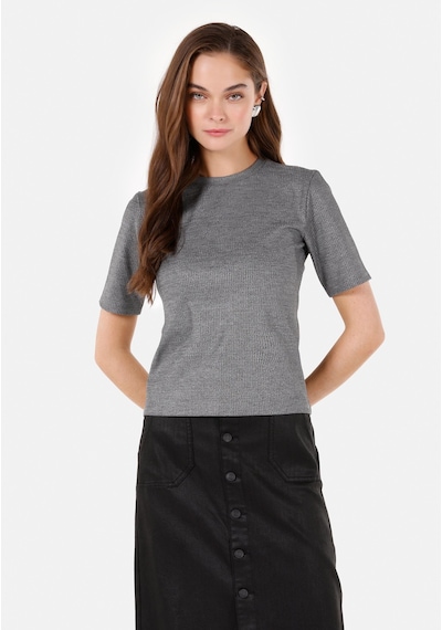 Colins Slim Fit Yuvarlak Yaka Kadın Gri Kısa Kol Tişört Cl1070449 Q1.v1 Gra Gri