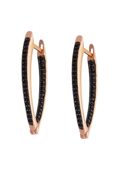 Starlight Diamond Siyah Zirkon Taşlı V Tasarım Rose Renk 925 Ayar Gümüş Küpe