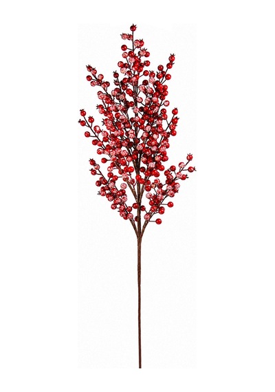 Yılbaşı Süsü Dal Narlı Ve Karlı / Simli Kırmızı 102 Cm Diğer