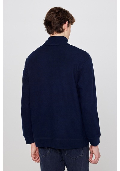 Wrangler Pamuklu Regular Fit Dik Yaka Fermuarlı Selanik Örgü Sweatshirt Lacivert