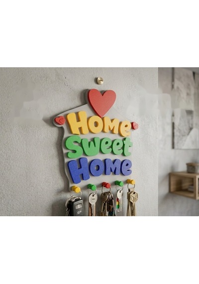 3d Baskı Home Sweet Home Duvar Anahtarlığı Çok Parçalı Dekoratif Anahtar Askısı Çok Renkli