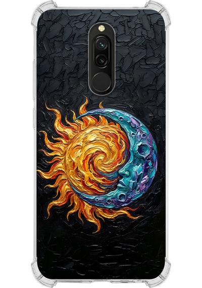 Redmi 8 İle Uyumlu Köşe Korumalı Kılıf Metamorfoz Kozmik Dans Tasarımlı Uv Baskılı Şeffaf