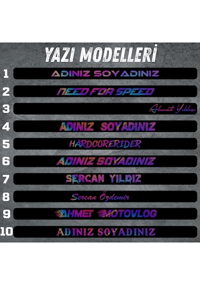 2 Adet Kişiye Özel Holografik Yazılı Piano Black Pleksi Oto Plaka