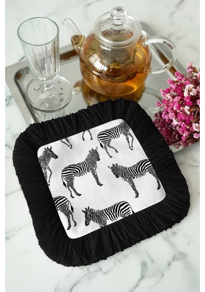 Zebra Motifli Lüks Saçaklı Sunum Peçetesi - Safari Temalı Bohem Siyah Kenarlı Bardak Altlığı Mendil Gece Krem Bej Zebra Motifli Lüks Saçaklı Sunum Peçetesi - Safari Temalı Bohem Siyah Kenarlı Bardak Altlığı Mendil Gece Krem Bej