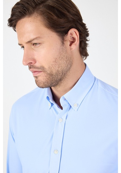 İmza Koyu Mavi Uzun Kol Düğmeli Yaka Cepsiz Performans Ürün Slim Fit Gömlek 1004250270 Koyu Mavi İmza Koyu Mavi Uzun Kol Düğmeli Yaka Cepsiz Performans Ürün Slim Fit Gömlek 1004250270 Koyu Mavi
