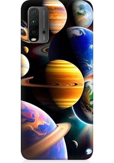 Xiaomi Redmi 9t Uyumlu Uzaydaki Gezegenler Desenli Silikon Kılıf