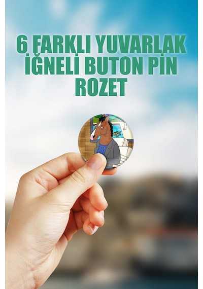 Bojack Horseman Çanta Süsü Rozet İğneli Buton Rozet Seti 6 Adet Altılı