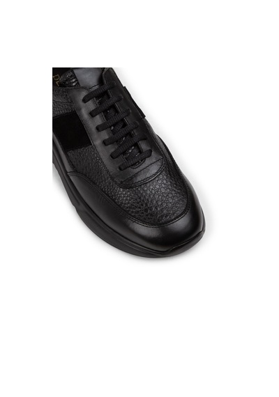 Deery Hakiki Deri Siyah Erkek Sneaker Ayakkabı - 01963Msyhe07 Siyah