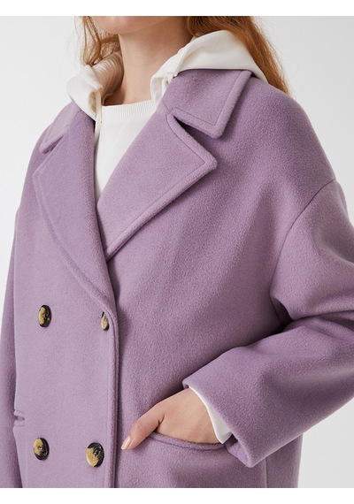 Oversize Kadın Kaban Lila