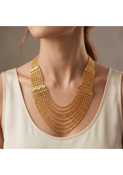 Akıtma Kolye Desenli Katmanlı Is Iltılı I Mitasyon Altın Kolyee655 01 - Gold
