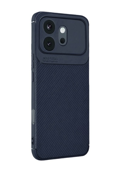 Huawei Honor 600 Kılıf Karbon Silikon Case Lacivert