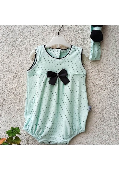 Elci Baby 3-9 Ay Puanlı Bandanalı Body Yeşil Yeşil