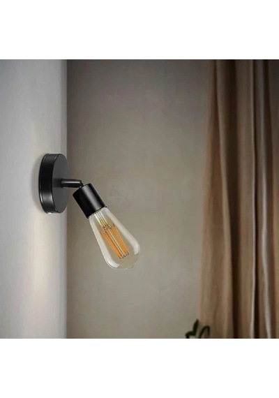 Riolight Modern Siyah 1xe27 Duylu Mfsallı Hareketli Başlık Metal Duvar Aplik Siyah