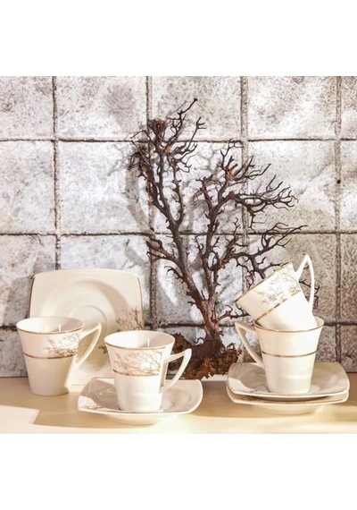 Porselen Kahve Fincanı - 6 Kişilik Set Acı Kahve
