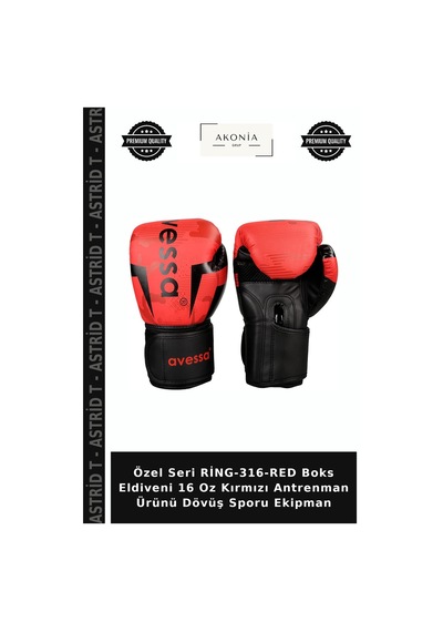 Özel Seri Ring-316-red Boks Eldiveni 16 Oz Kırmızı Antrenman Ürünü Dövüş Sporu Ekipman