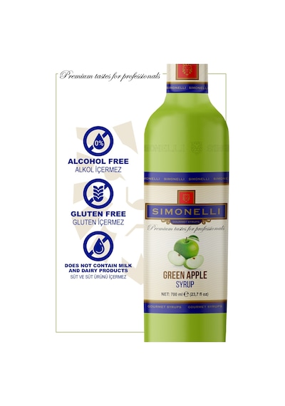 Simoenlli Kahve Şurubu Yeşil Elma 700 ML + Pompa Simonelli