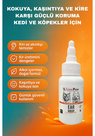 Lion Paw Kedi Köpek Kulak Temizleme Solüsyonu Kir Kaşıntı 50 ML