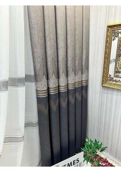 Lexroo Titus Fj632145 V-5329 Kahve 1/3 Sık Pileli Fon Perde 80 X 270 Çok Renkli