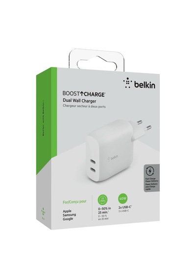 Belkin Çift 20w Usb-c Pd Duvar Şarj Cihazı 40w