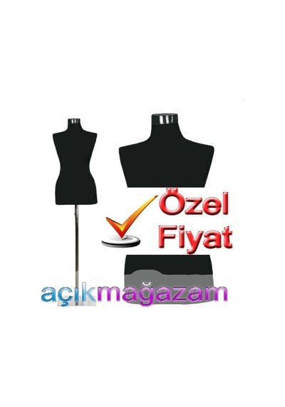 Süngerli Bayan Prova Terzi Manken Krom Ayak 38 Bed. Siyah Ve Gold