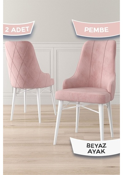 Canisa Neta Serisi, 1.sınıf Babyface Kumaş Sandalye, Beyaz Gürgen Ayak, 2 Adet Pembe Sandalye Sandalye Pembe Ayakları Beyaz