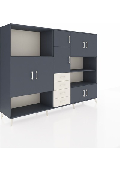 Hyperion Dolap 9 Raflı 4 Çekmeceli 8 Kapaklı 220x44x163 Antrasit- Antrasit-antrasit/aytaşı Hyperion Dolap 9 Raflı 4 Çekmeceli 8 Kapaklı 220x44x163 Antrasit- Antrasit-antrasit/aytaşı
