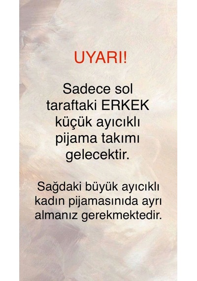Mh Moony Homewears Erkek Tekli Old Money Küçük Ayıcık Pijama Çift Pijamasının Erkeği E. Ayı Krem