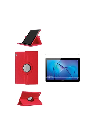 Huwaeı Mediapad T3 10 10.1" Uyumlu 360 Dönebilen Standlı Kılıf Ekran Koruyucu Kapaklı Kılıf